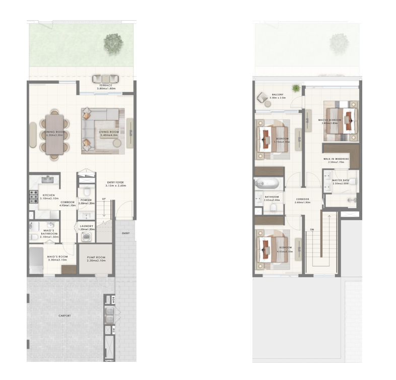 3 BR floor plan