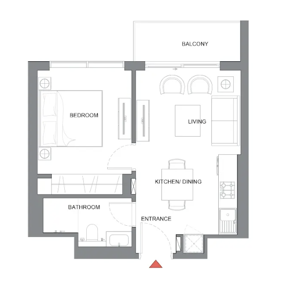1 BR floor plan