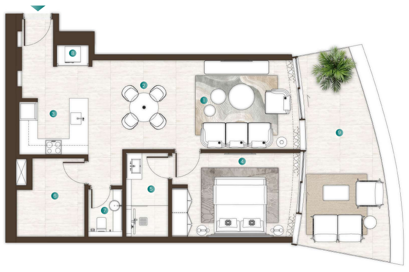 1 BR floor plan