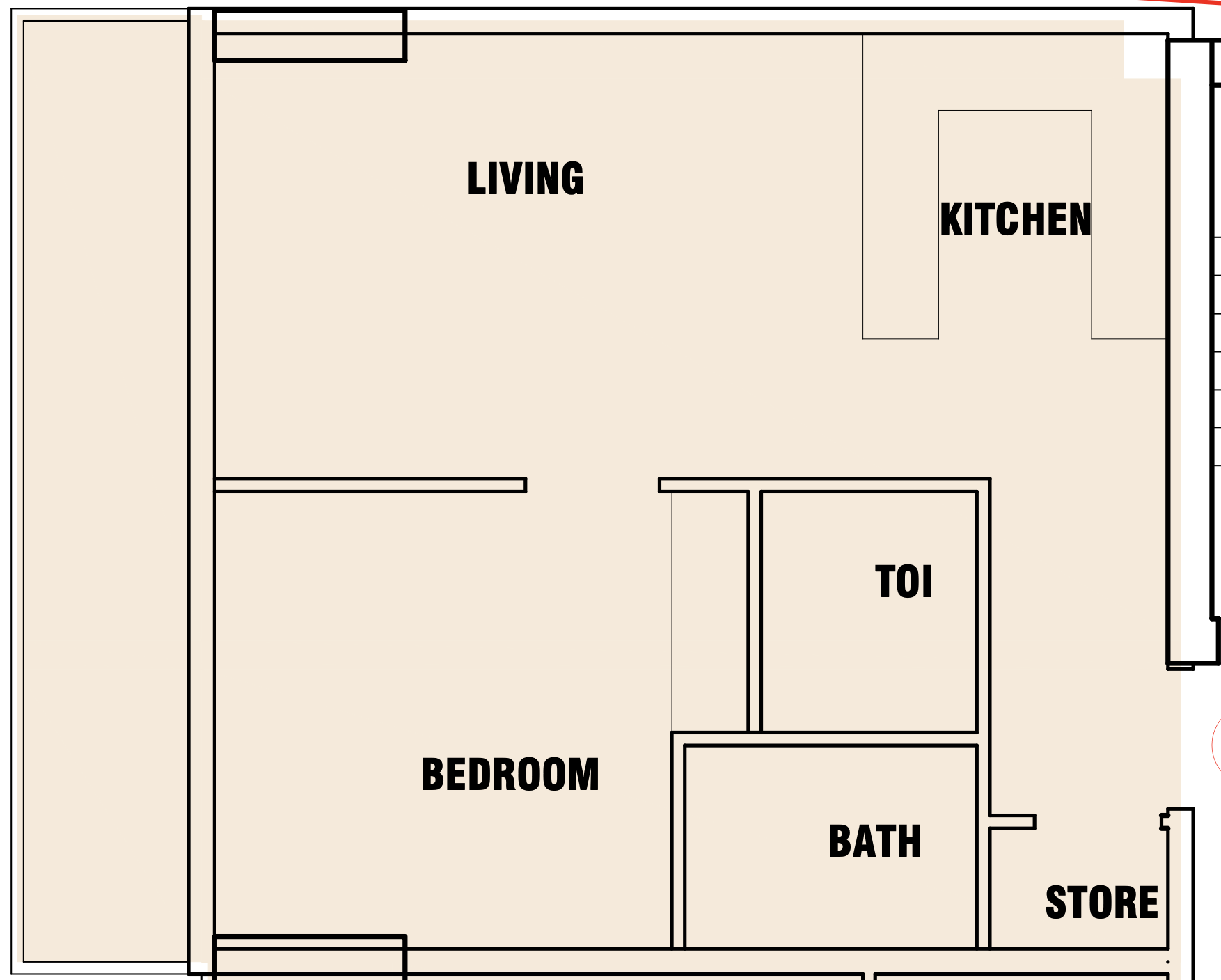 1 BR floor plan