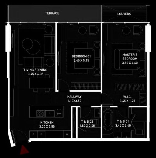 2 BR floor plan