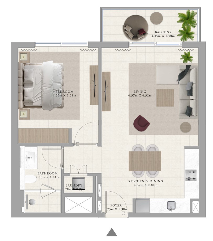 1 BR floor plan