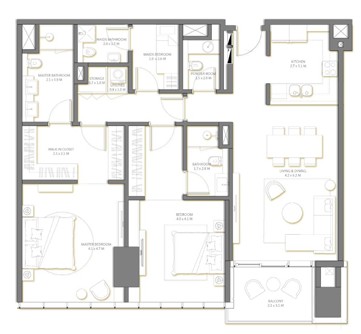 2 BR floor plan