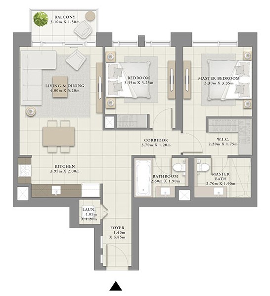 2 BR floor plan