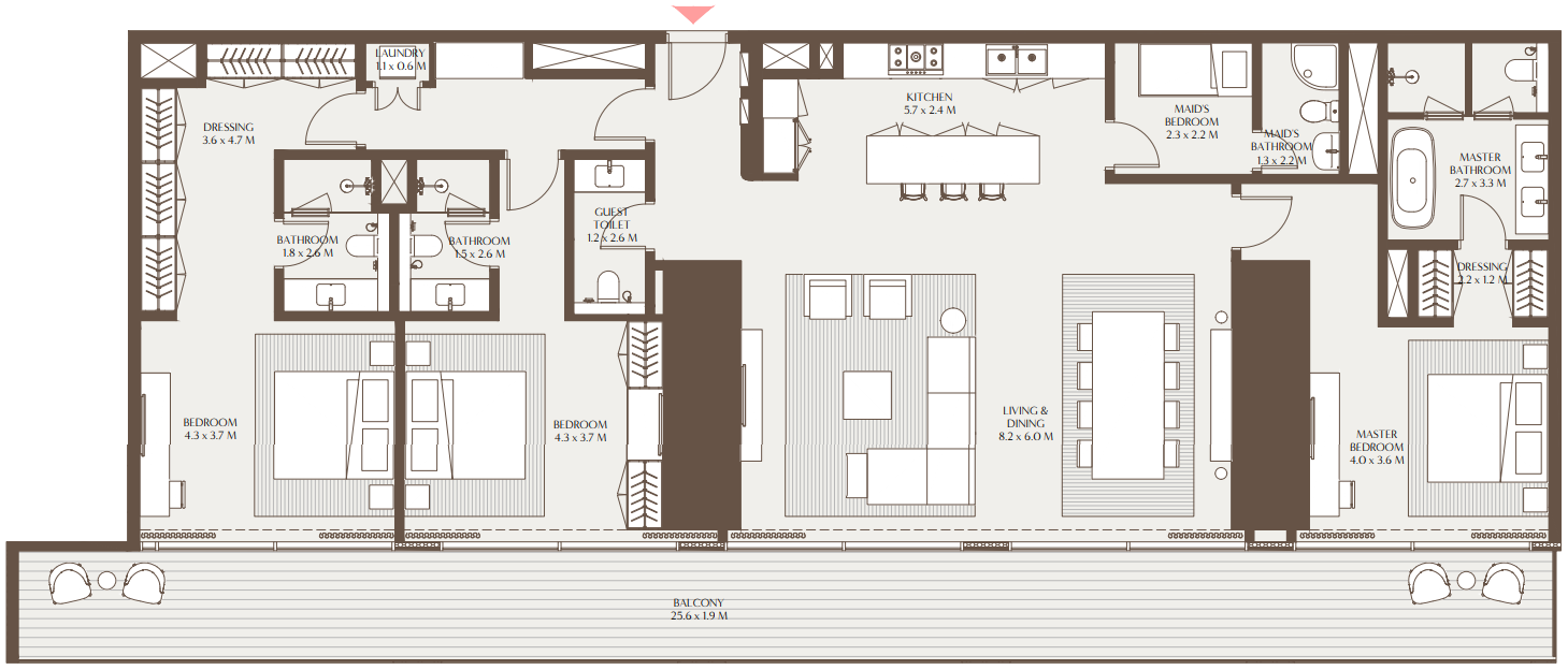 3 BR floor plan