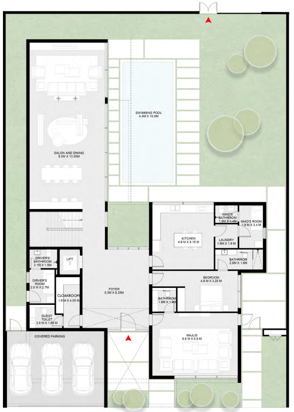 6 BR floor plan