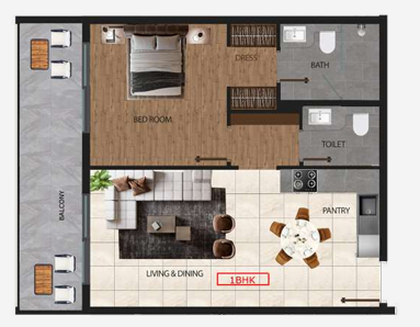 1 BR floor plan