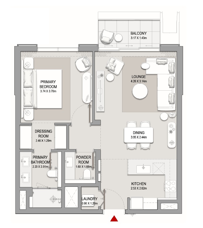 1 BR floor plan