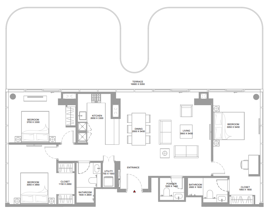 3 BR floor plan