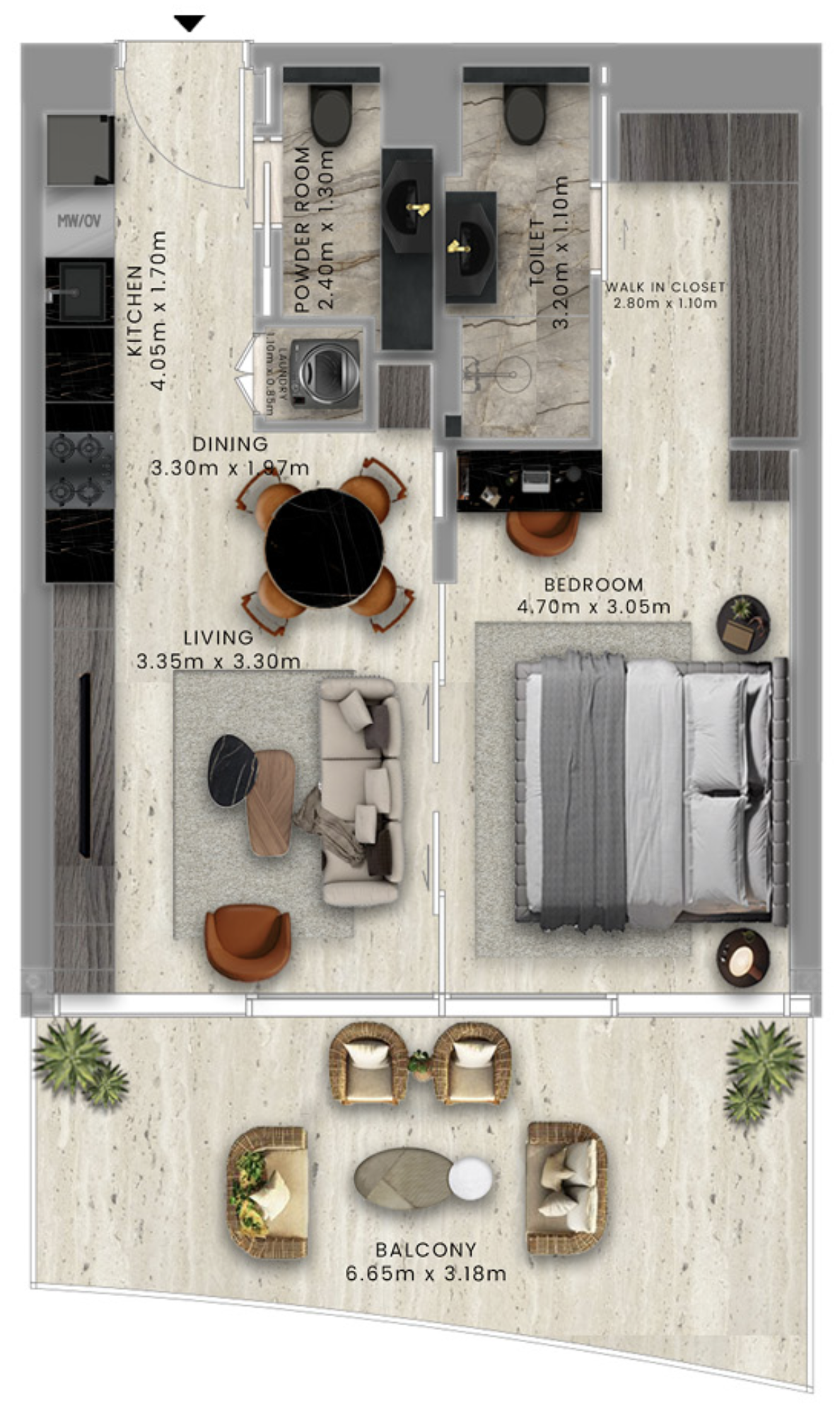 1 BR floor plan