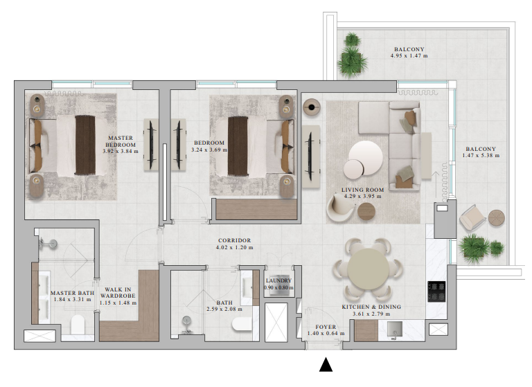 2 BR floor plan
