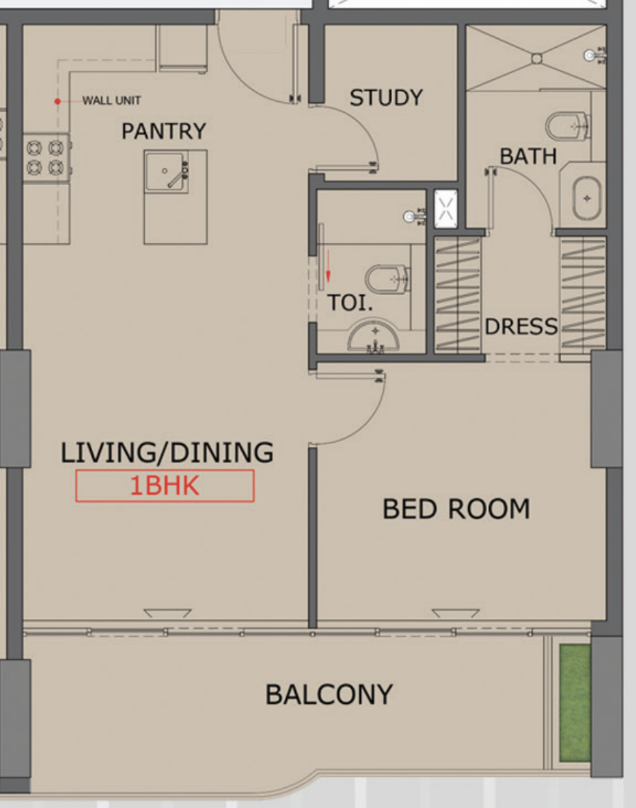 1 BR floor plan