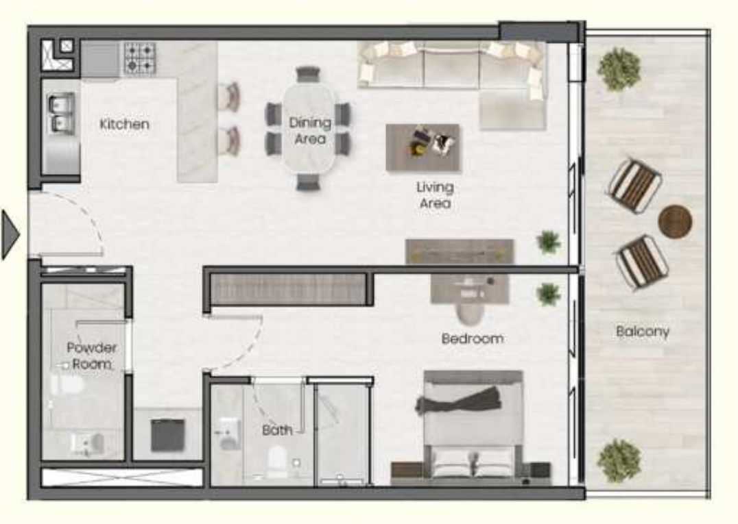 1 BR floor plan