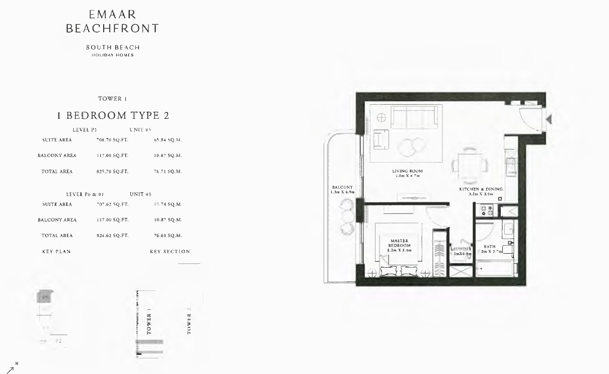 1 BR floor plan