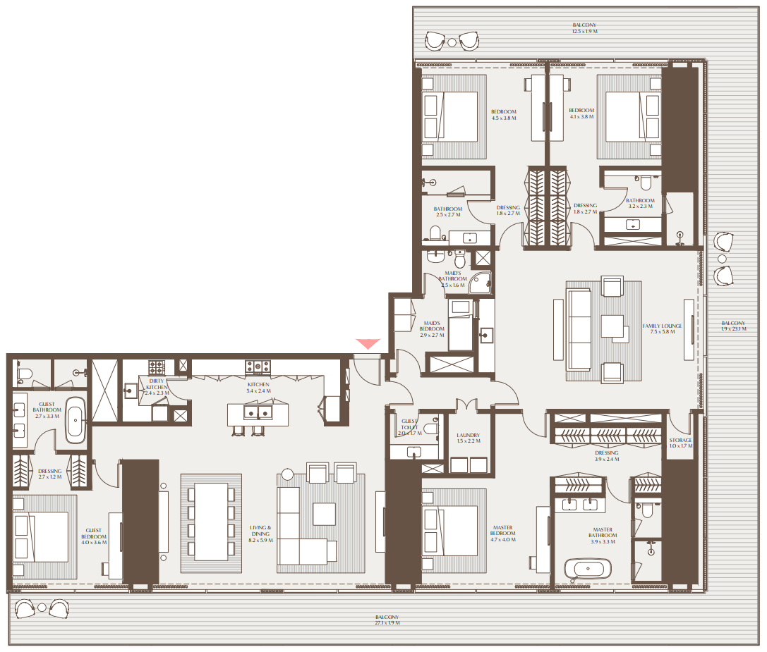 4 BR floor plan