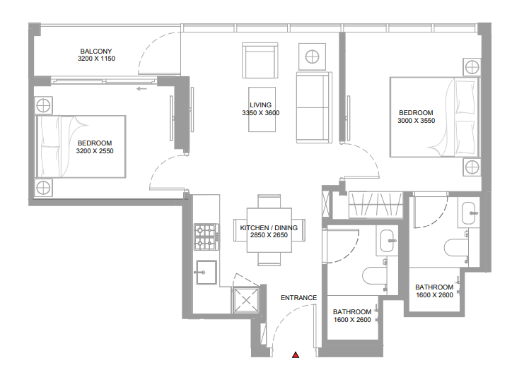 2 BR floor plan