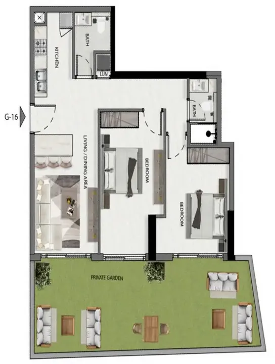 2 BR floor plan