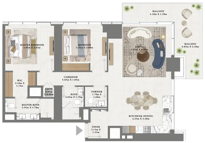 2 BR floor plan