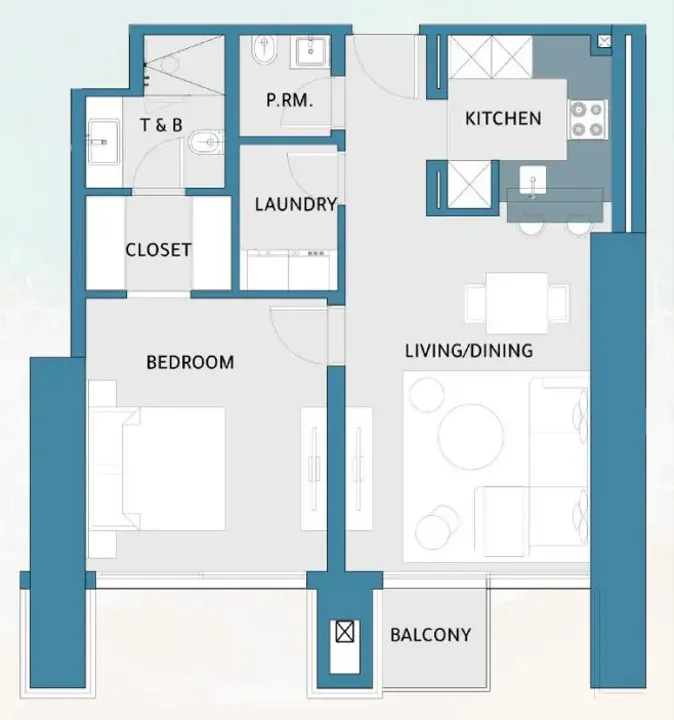 1 BR floor plan