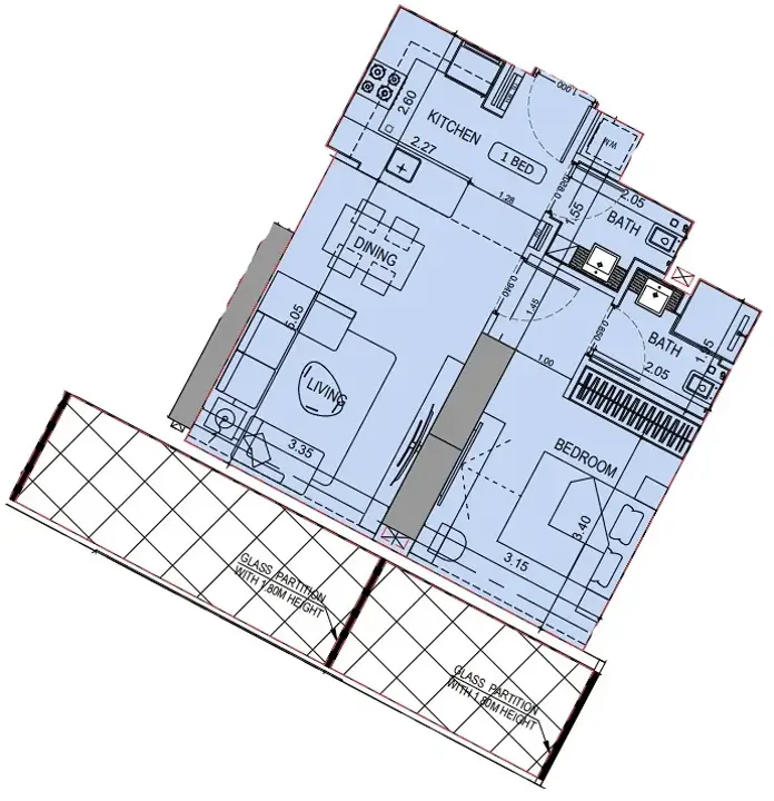 3 BR floor plan
