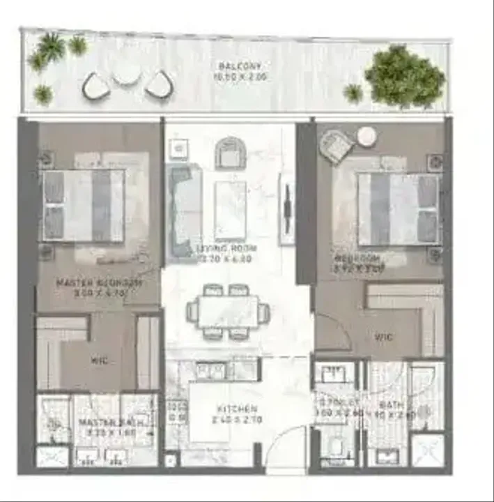 2 BR floor plan