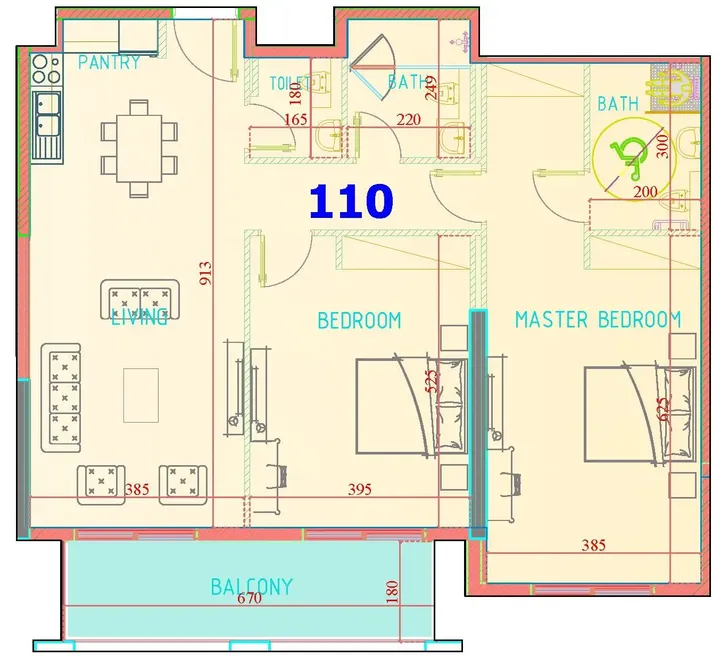 2 BR floor plan