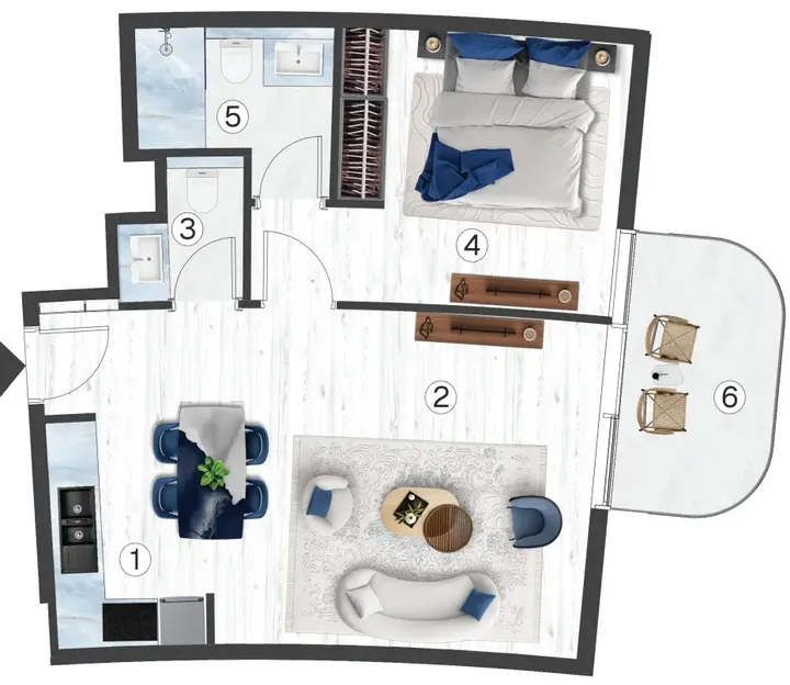 1 BR floor plan