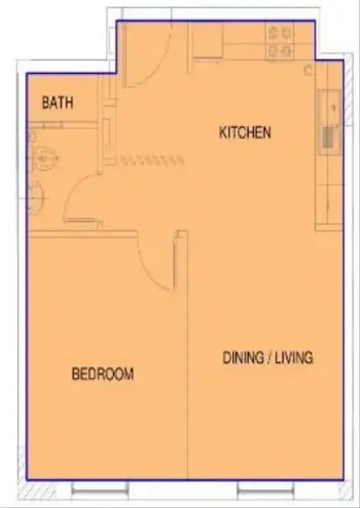 1 BR floor plan
