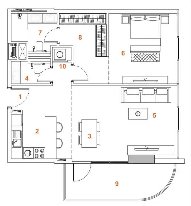 1 BR floor plan