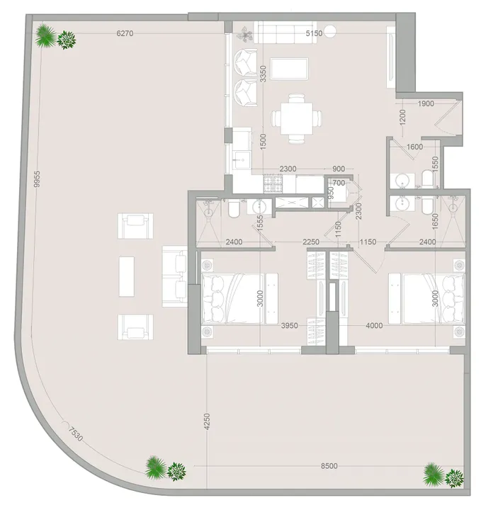 2 BR floor plan