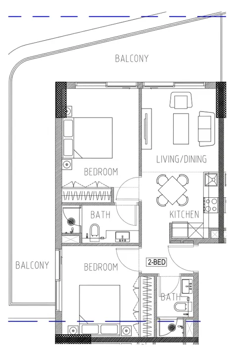 2 BR floor plan