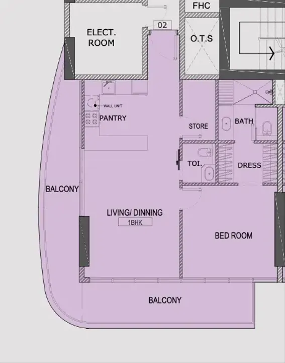 1 BR floor plan