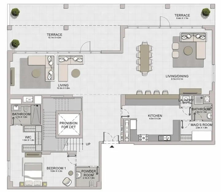 6 BR floor plan