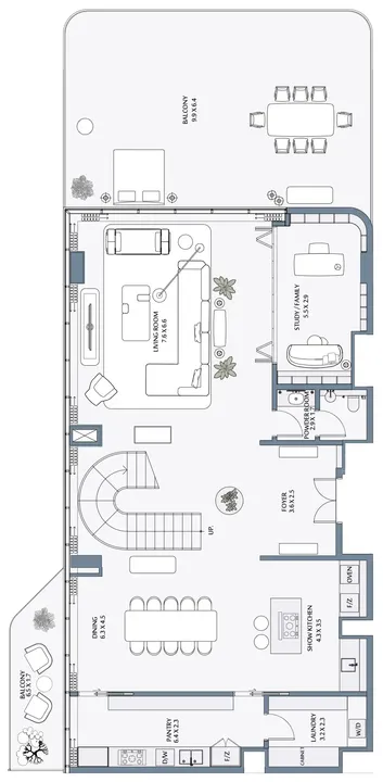 3 BR floor plan
