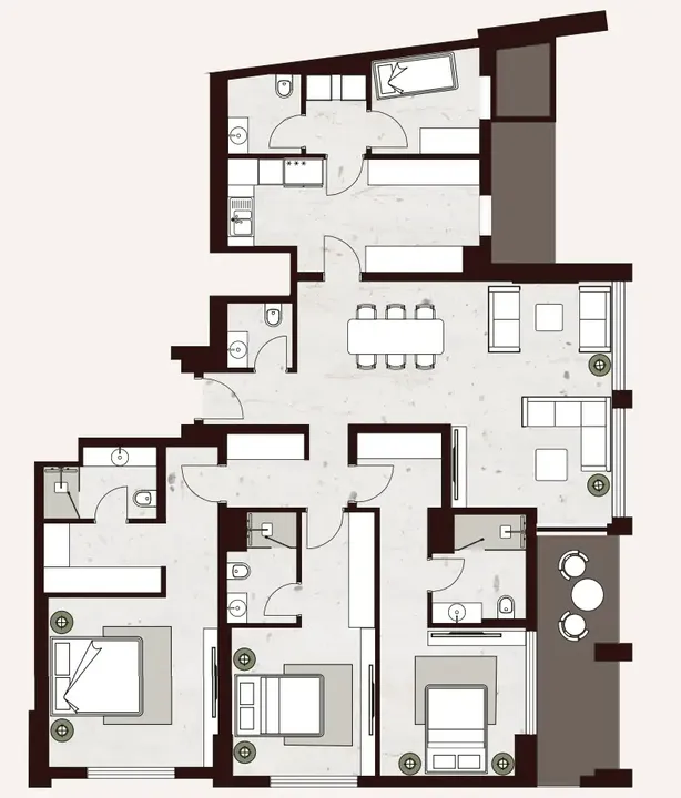 3 BR floor plan