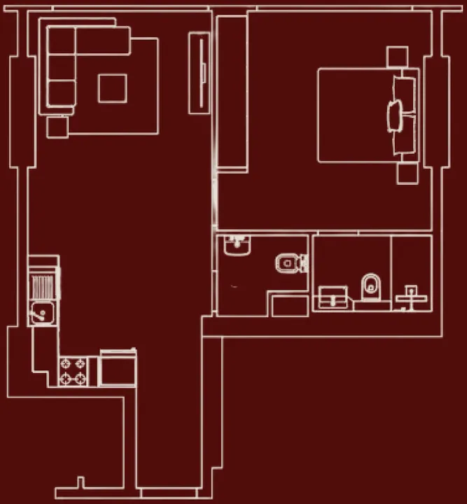 1 BR floor plan