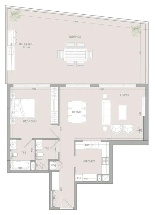 1 BR floor plan