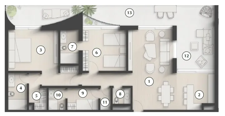2 BR floor plan