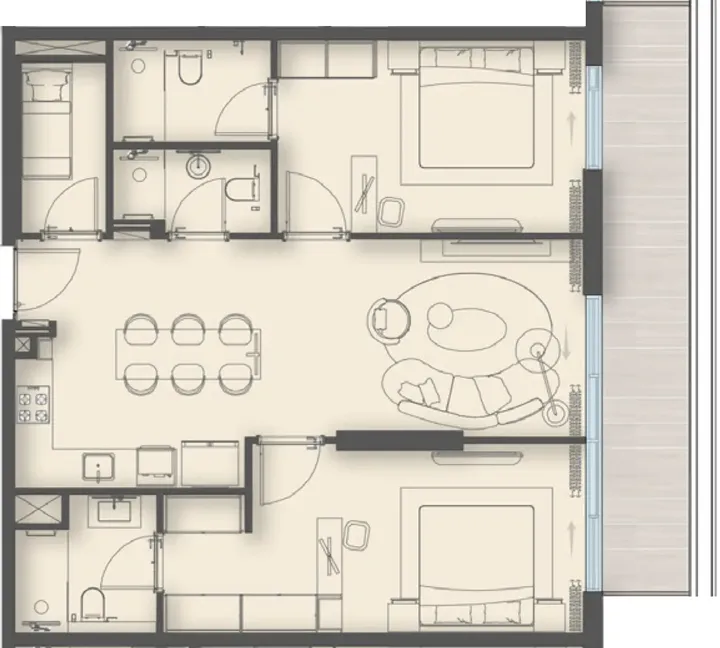 2 BR floor plan