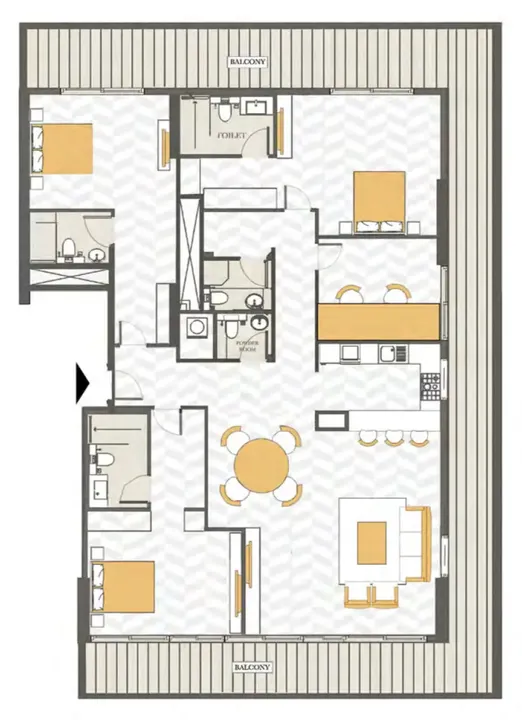 3 BR floor plan