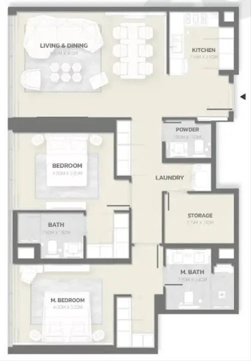 2 BR floor plan