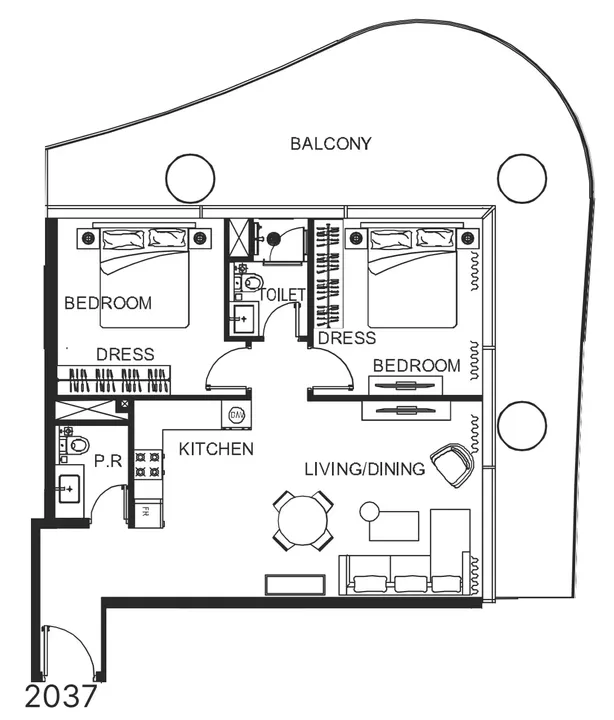 2 BR floor plan