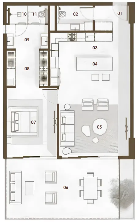 1 BR floor plan