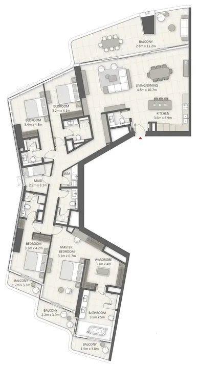 4 BR floor plan