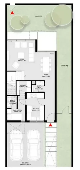 3 BR floor plan