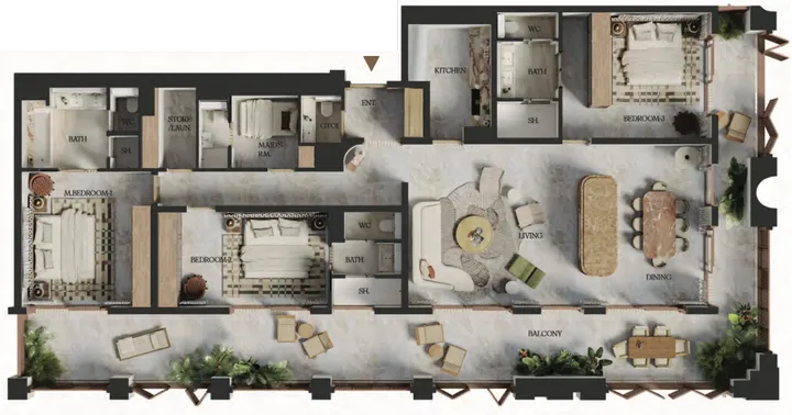 3 BR floor plan