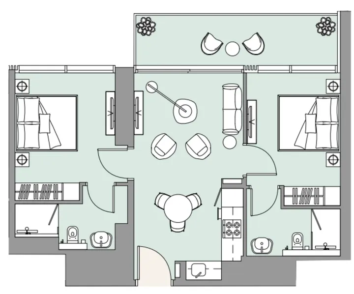 2 BR floor plan