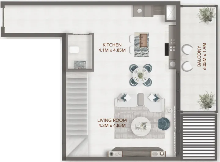 1 BR floor plan