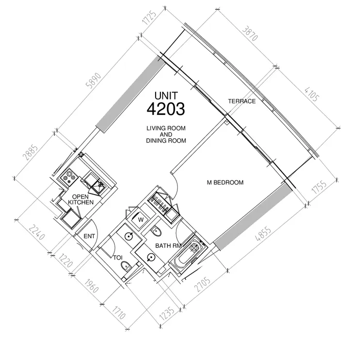 1 BR floor plan