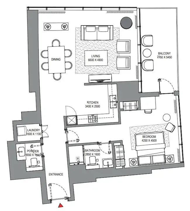1 BR floor plan